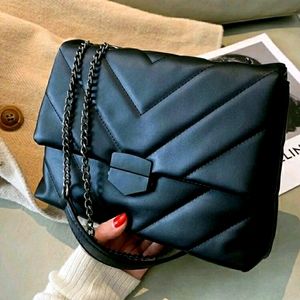 Chevron Flap Chain Shoulder Bag